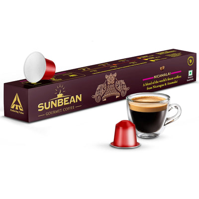 ITC SUNBEAN Nicamalai Gourmet Coffee Capsules Box | Intensity - 8 | Nespresso® Compatible | Single Serve | Medium Roast | Pack of 10