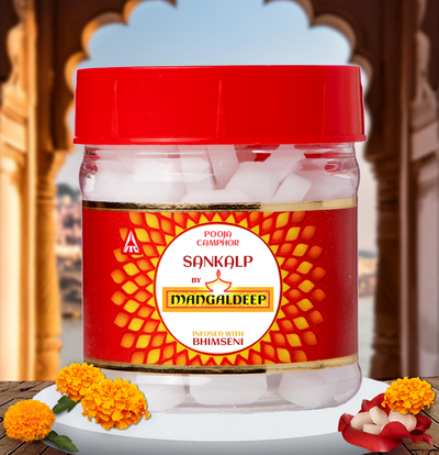 Mangaldeep Sankalp Pooja Camphor / Kapur - Infused with Bhimseni(Jar) 50g