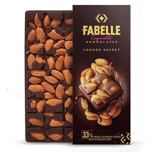Fabelle Loaded Secret, 33% Whole Visible Almonds In Luxury Milk Chocolate Bar