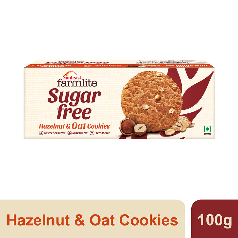 Sunfeast Farmlite Sugarfree Cookies - Oats and Hazelnuts 100g